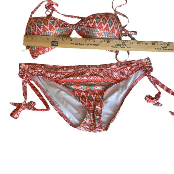 Womens Swimsuit Size Large Multicolor Bikini Geometric Southwestern Beach Ready - Picture 6 of 8